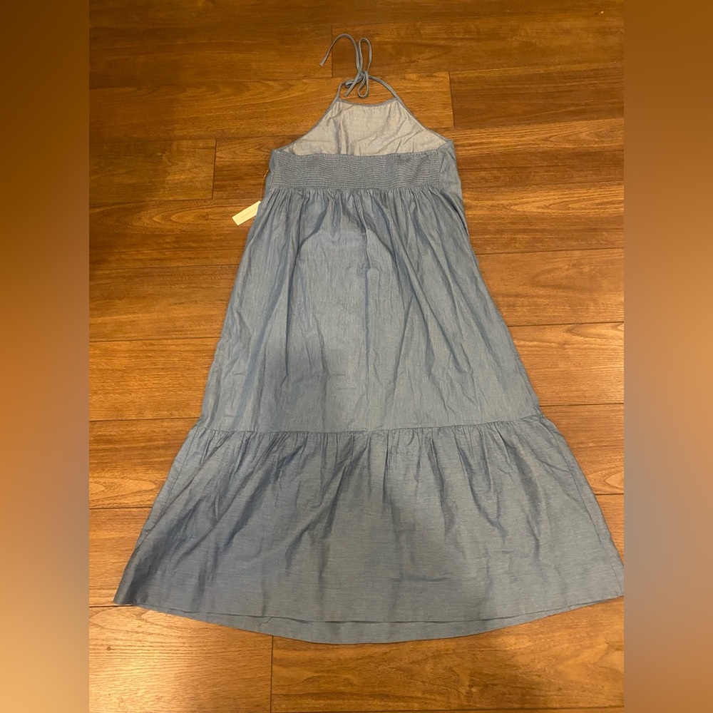 Anthropologie Pilcro Halter Embroidered Denim Midi Dress - Picture 7 of 11